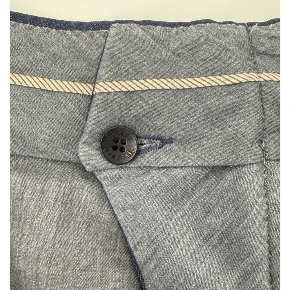 Hickey Freeman Men‎ 40x32 Navy Blue Gingham Check Wool Slacks Trousers
